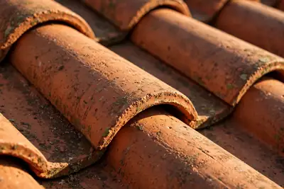 Illustrative photograph showing tile roof repair