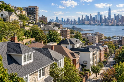 Illustrative rooftop scene, not a verified photograph of the named city